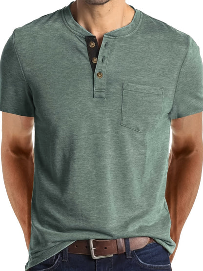 T-shirt à col tunisien décontracté pour homme – Style moderne pour usage quotidien