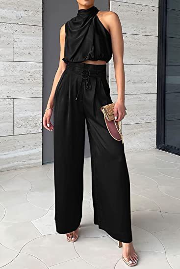 Ann – Ensemble Débardeur et Pantalon Large Sans Manches