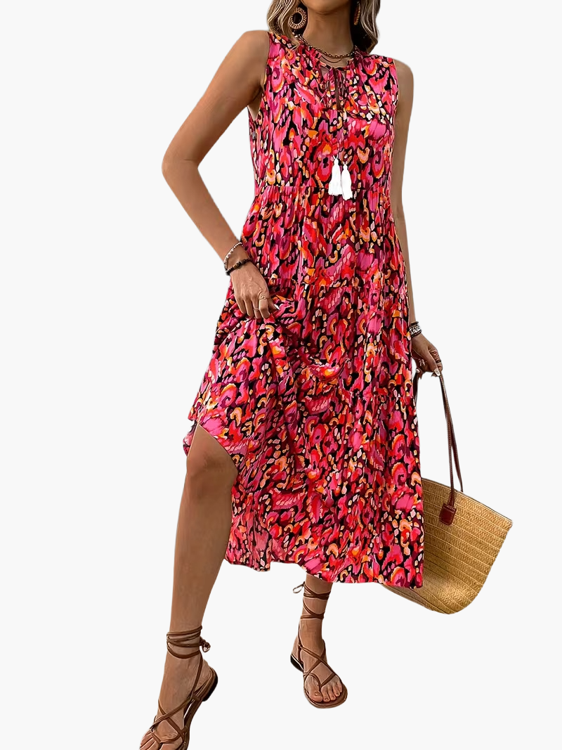 Robe Femme Élégante Sans Manches Style Bohème pour Été et Printemps