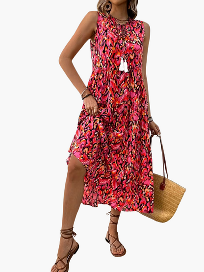 Robe Femme Élégante Sans Manches Style Bohème pour Été et Printemps