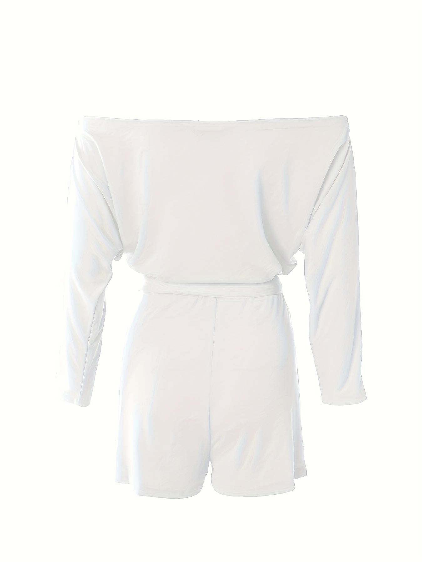 Avslappnad kort jumpsuit för kvinnor i Bardot-stil med långa ärmar för sommaren