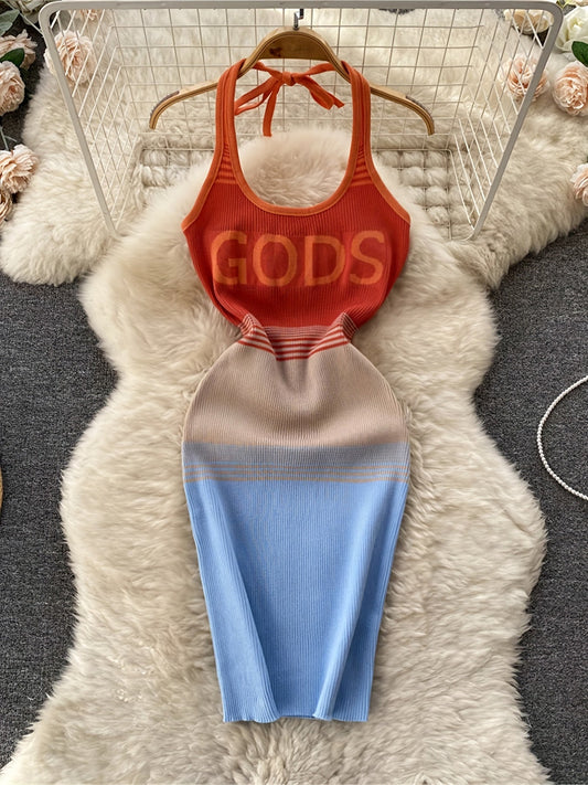 Vestido Bodycon para Mujer Estilo Streetwear Gráfico con Espalda Descubierta para Look Casual