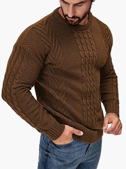 Pull torsadé pour homme style décontracté urbain – Manches longues, chic automne/hiver