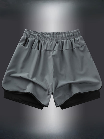 Short de sport homme 2-en-1 style running avec sous-short intégré