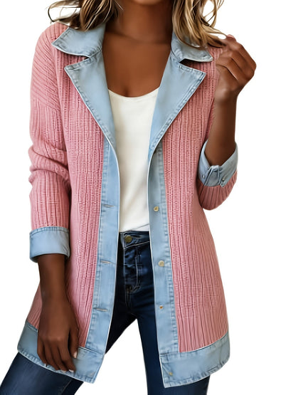 Elegant blazer-vest til kvinder i urban chic stil med kontrastfarvede revers