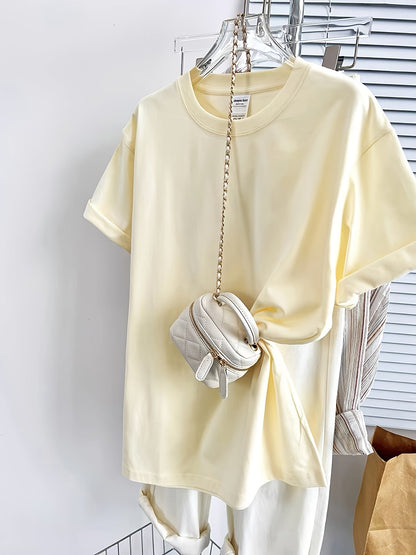 Basic T-shirt med korte ærmer i afslappet stil til kvinder