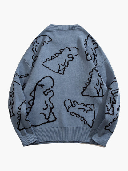 Pull-over décontracté motif dinosaure pour homme adolescent – style streetwear tendance