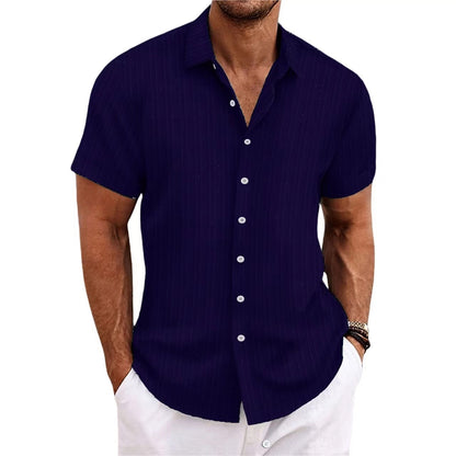 Dennis – Chemise décontractée à rayures en coton et lin