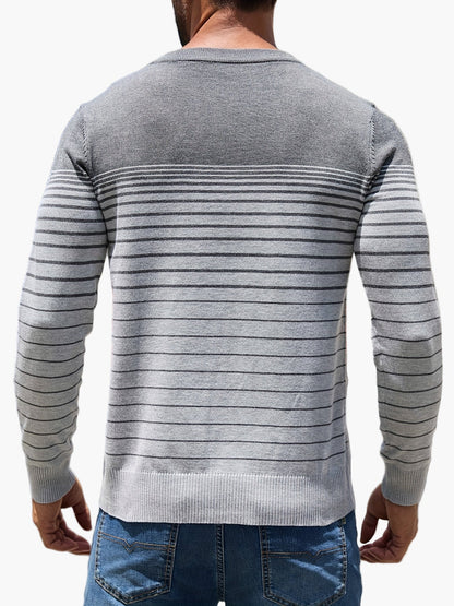 Pull à rayures pour homme style casual – Manches longues, col rond, idéal pour le printemps et l'automne