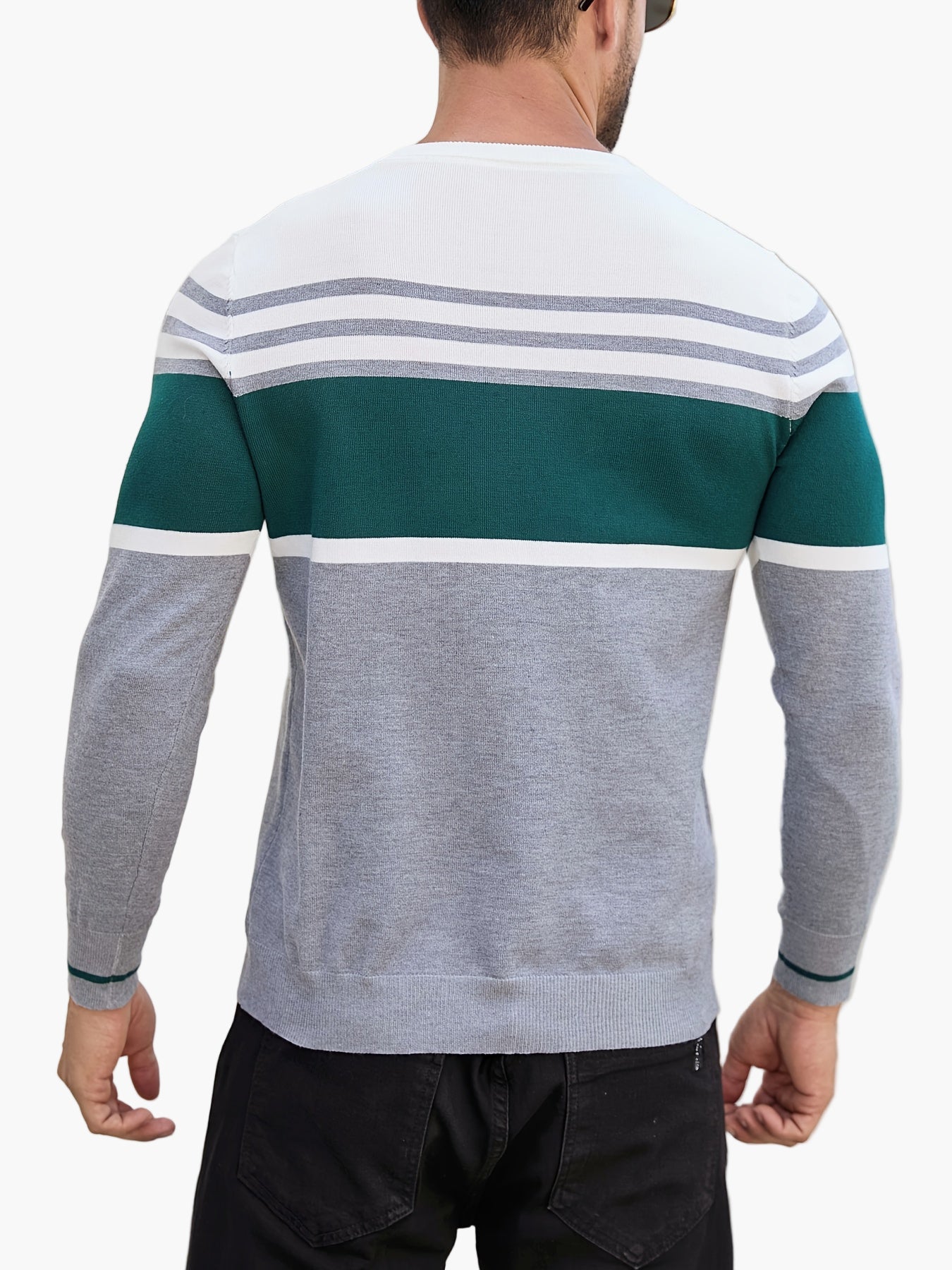 Pull-over décontracté homme à rayures style moderne pour usage quotidien
