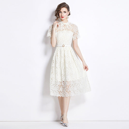 Robe élégante en dentelle mi-longue pour femme – Style soirée et cocktail chic