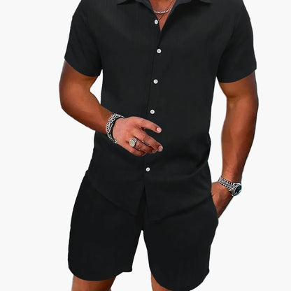 Ensemble décontracté estival pour homme, chemise à manches courtes et short, style urbain, idéal pour l'été