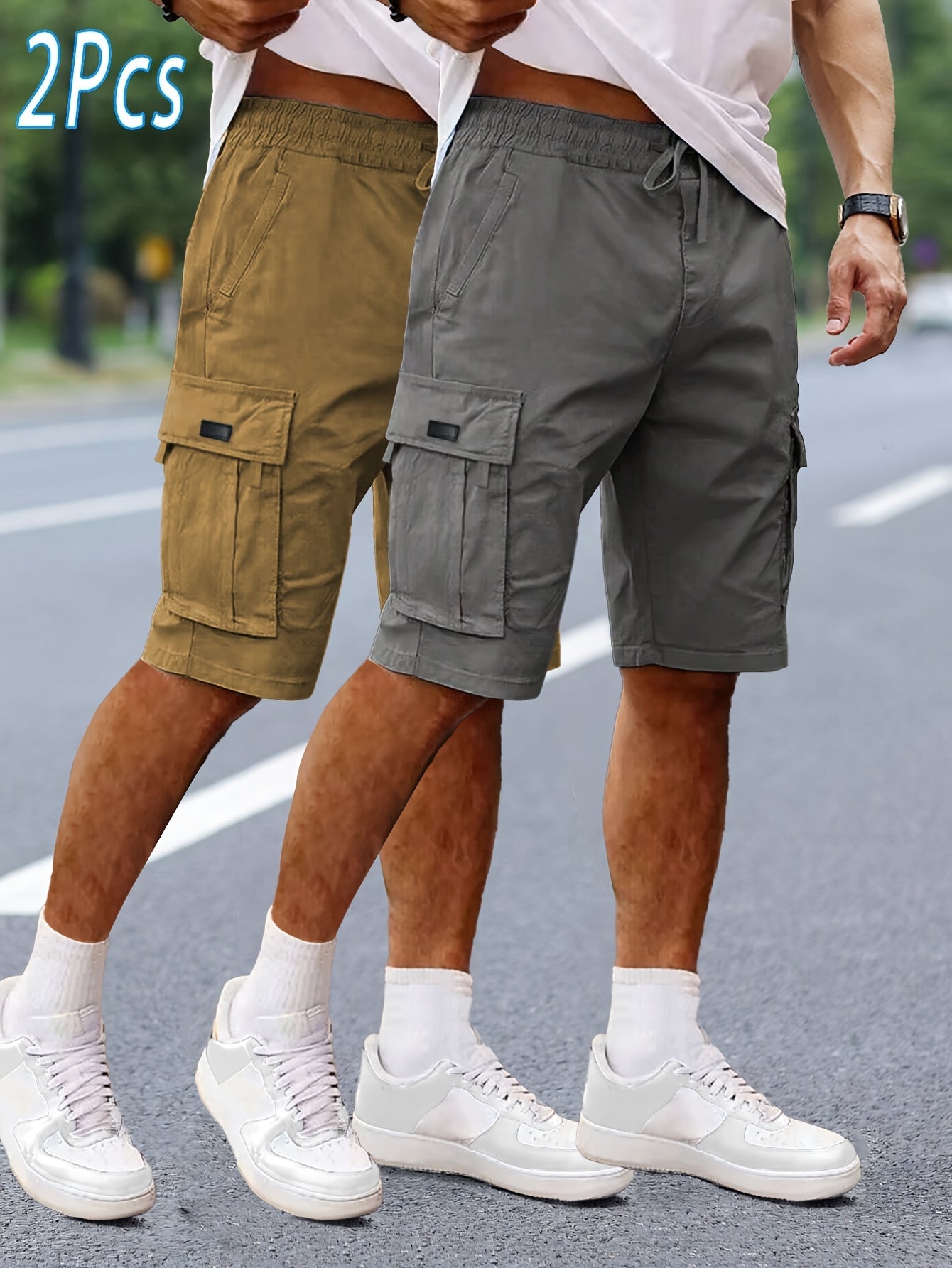 Shorts cargo décontractés pour homme 2 pièces, style urbain et polyvalent, idéals pour loisirs et activités extérieures