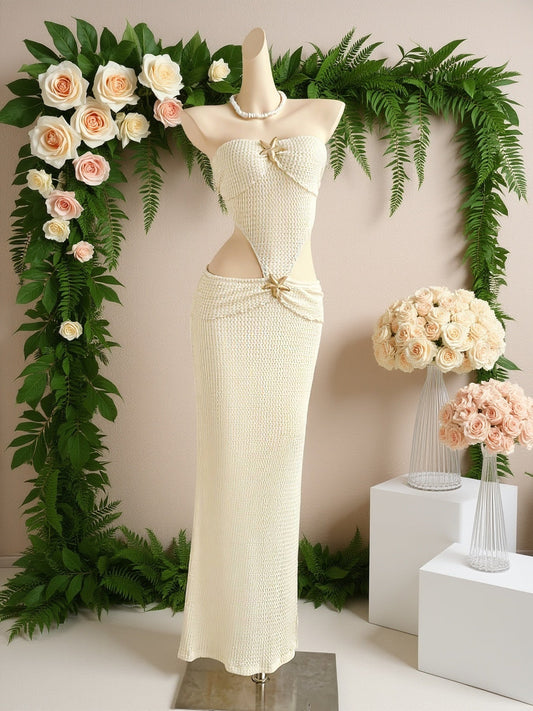 Vestido largo de noche para mujer estilo vacaciones chic con bustier recortado elegante