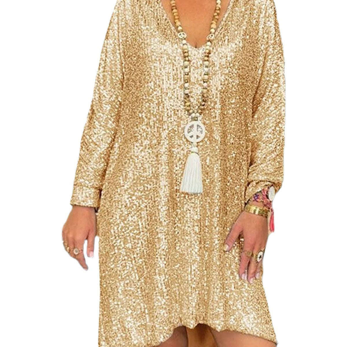 Robe Femme Élégante à Sequins Style Décontracté Chic pour Occasions et Soirées