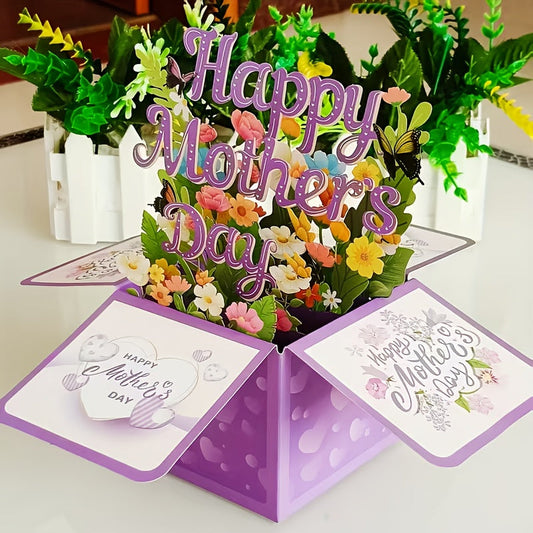 Carte Pop-Up Fleurie 3D pour la Fête des Mères – Décoration et Message pour Femme