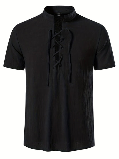 Camicia casual uomo maniche corte stile allacciato collo alla coreana per l'estate