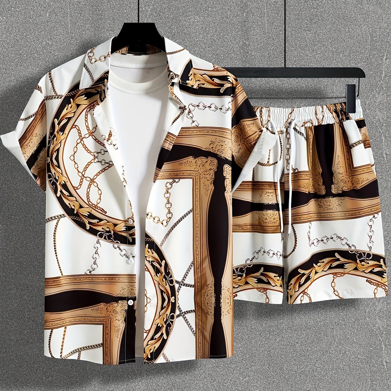 Ensemble Décontracté Homme Style Graphique Chemise à Manches Courtes et Short Été