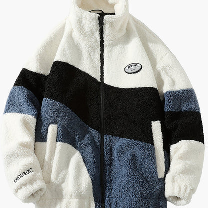 Veste polaire homme style universitaire à col montant et fermeture zippée pour look décontracté