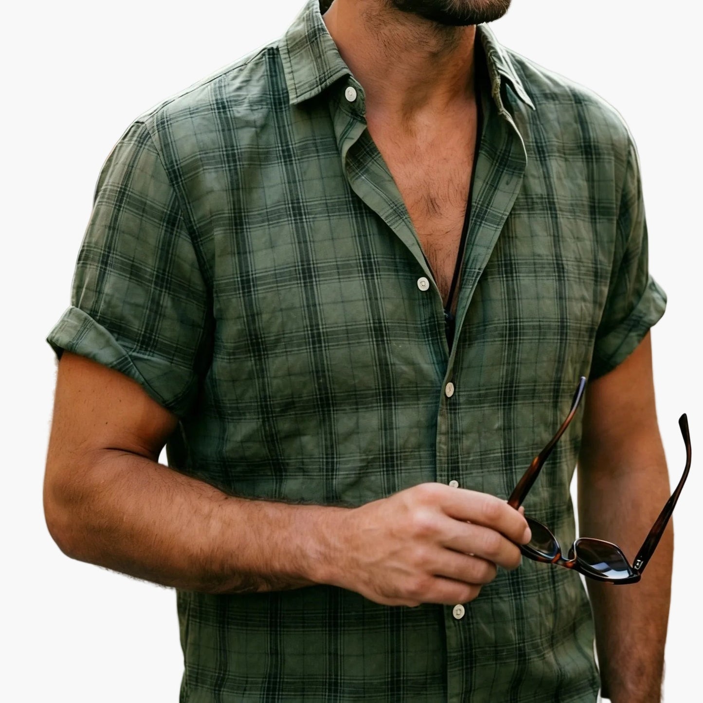 Chemise décontractée à carreaux pour homme – Style estival polyvalent