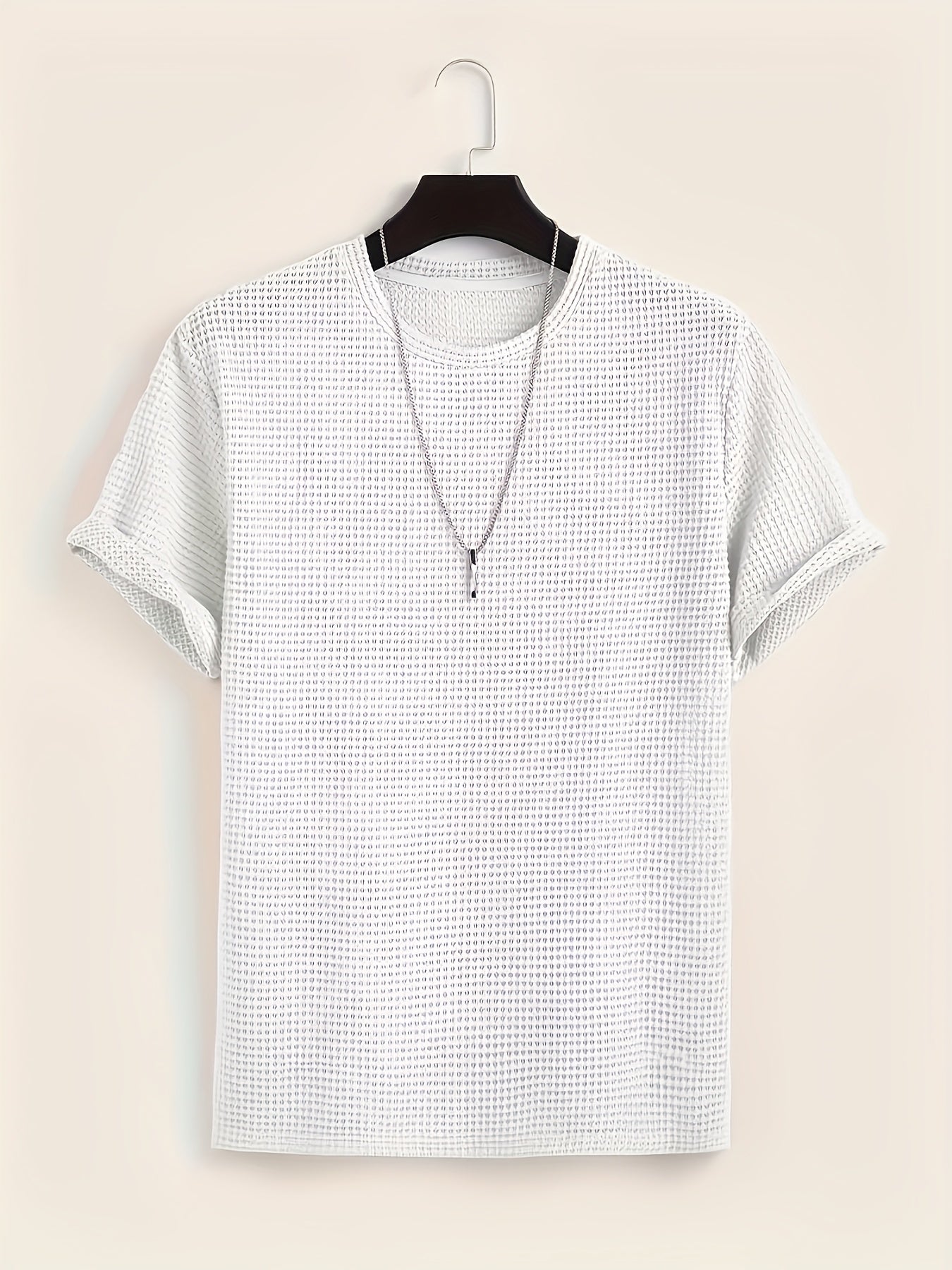 T-shirt décontracté à manches courtes pour homme style moderne avec texture ajourée