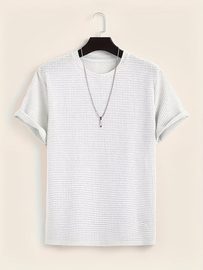 T-shirt décontracté à manches courtes pour homme style moderne avec texture ajourée