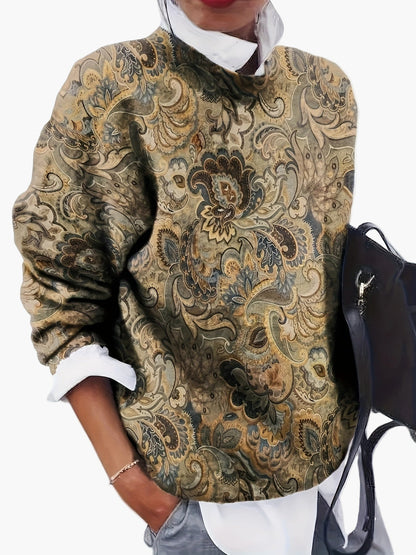 Sweat-shirt imprimé vintage pour femme style décontracté chic