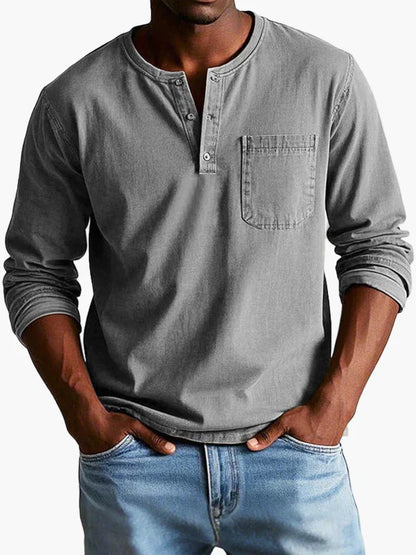 Chemise Henley à Manches Longues pour Homme – Style Décontracté et Élégant pour Toutes Occasions