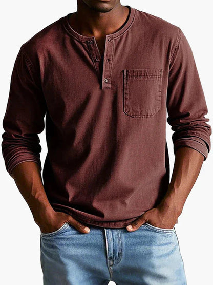Chemise Henley à Manches Longues pour Homme – Style Décontracté et Élégant pour Toutes Occasions