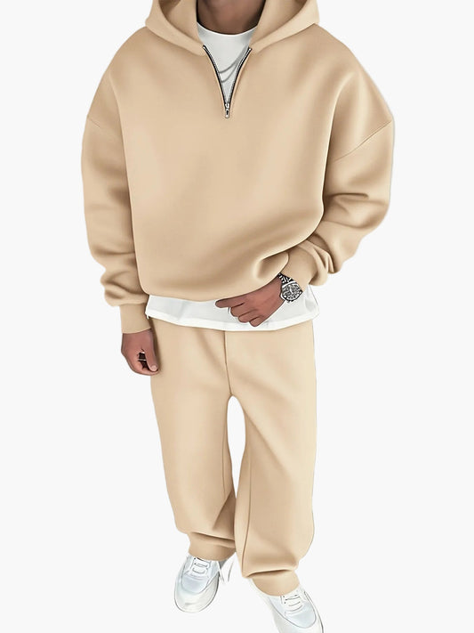 Ensemble décontracté pour homme avec sweat à capuche zippé et pantalon – Style urbain tendance pour automne/hiver
