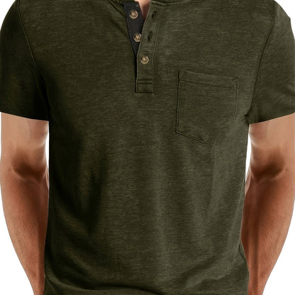 T-shirt à col tunisien décontracté pour homme – Style moderne pour usage quotidien