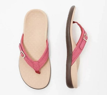 Sophia – Tongs Métal à Semelle Plate en Cuir Vegan