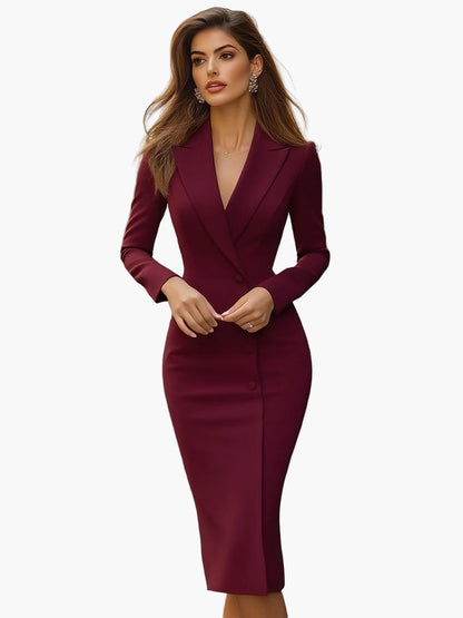 Robe blazer midi ajustée élégante pour femme - style business chic cérémonie