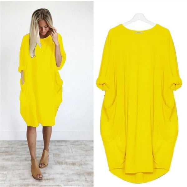 Emma – Robe Longue Évasée à Col Rond