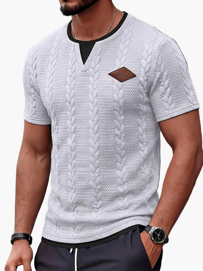 T-shirt homme col rond style torsadé décontracté pour loisirs et sorties