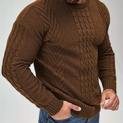 Pull torsadé pour homme style décontracté urbain – Manches longues, chic automne/hiver