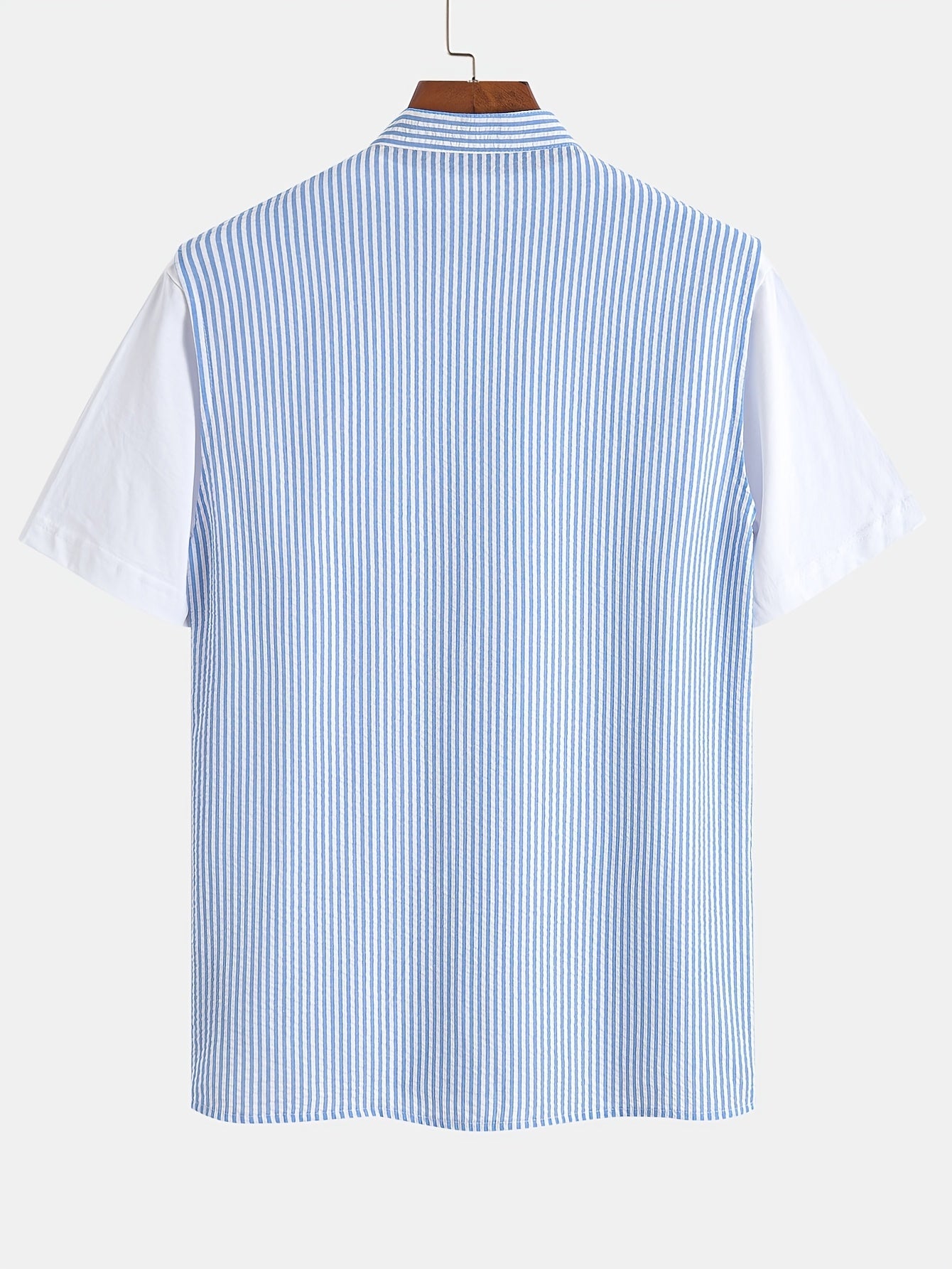 Chemise Henley sans manches à rayures pour homme, style décontracté urbain