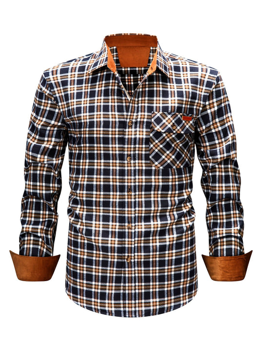 Men's Casual Plaid Shirt Autumn-Winter Style Long Sleeves