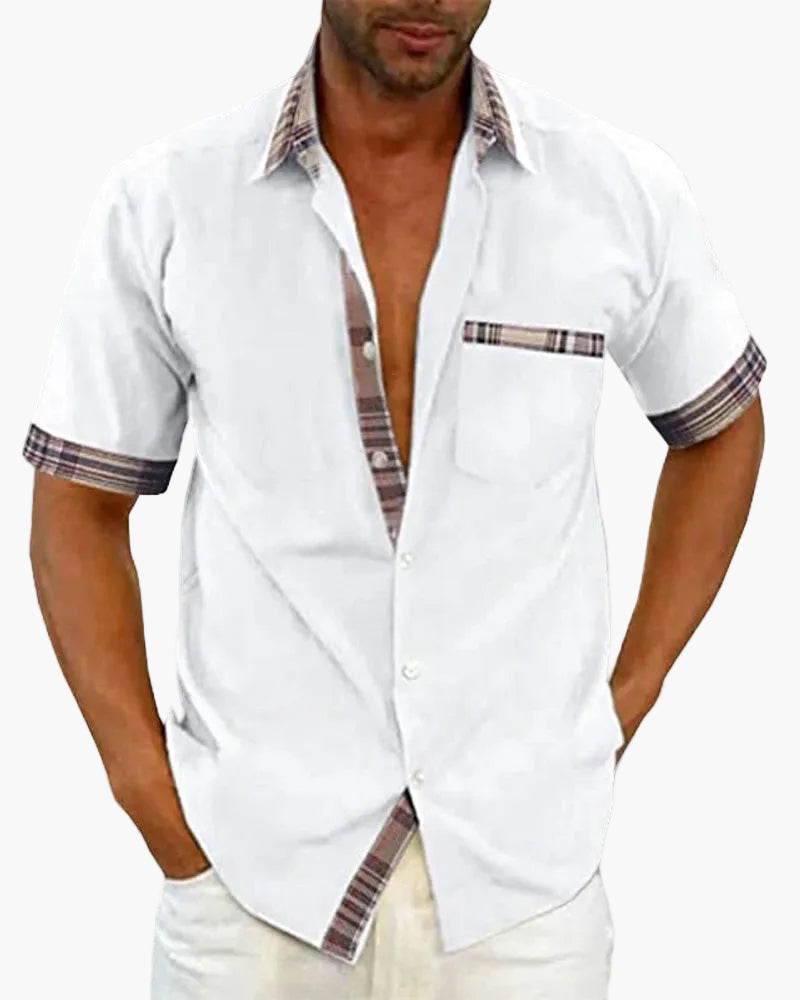 Chemise à manches courtes pour homme style décontracté chic avec détails contrastants - idéale pour toutes occasions