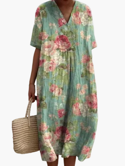 Casual summer dress for women, loose fit, bohemian floral style