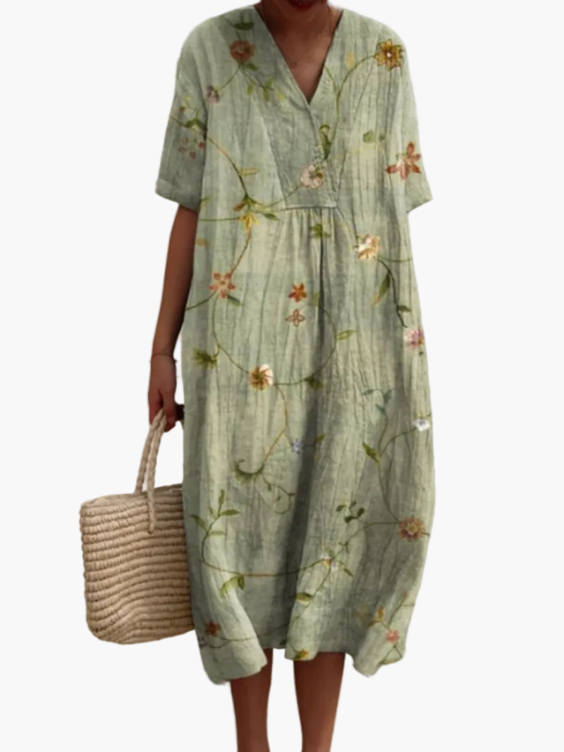 Casual summer dress for women, loose fit, bohemian floral style