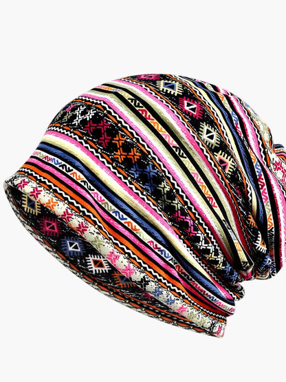 Gorro para mujer estilo bohemio de uso múltiple con motivo floral elegante para primavera, verano y otoño