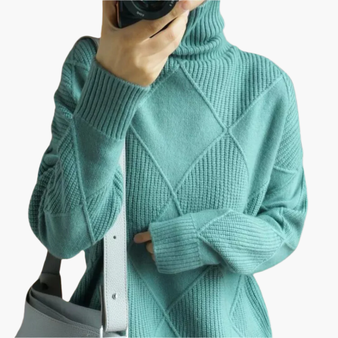 Pull-over Femme Style Décontracté Motif Losanges – Tricot Doux et Confortable pour Loisirs et Quotidien