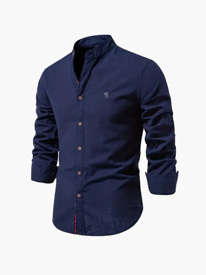 Chemise homme col mao manches longues élégante style casual business