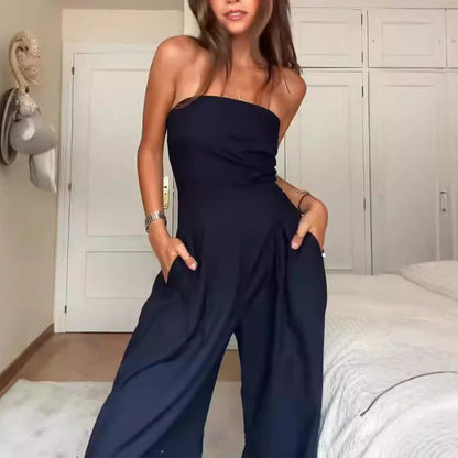 Victoria – Combinaison Bustier Sans Dos à Jambes Larges