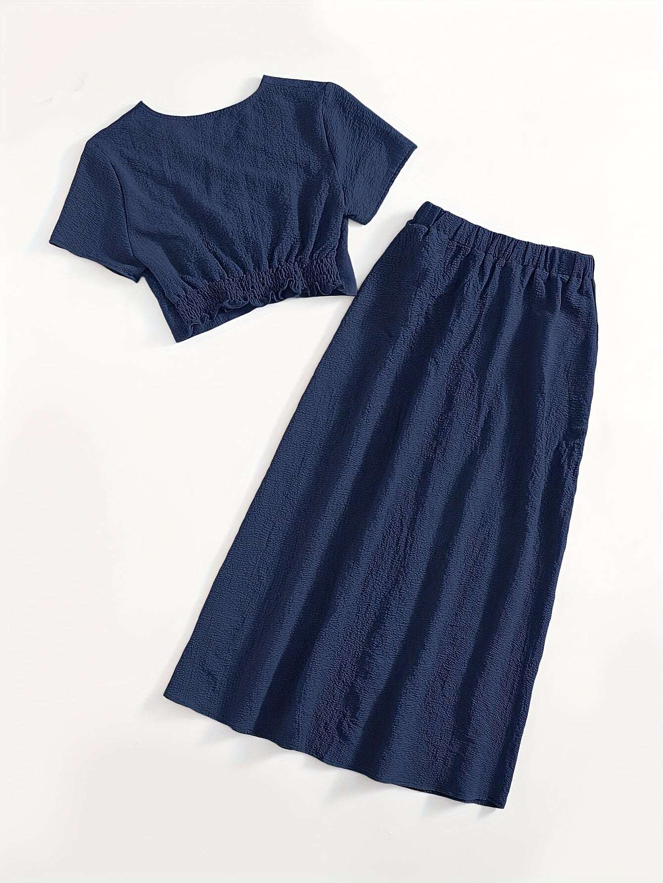 Damset tvådelat lång kjol och kort topp elegant avslappnad chic stil