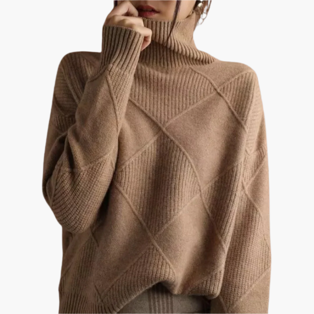 Pull-over Femme Style Décontracté Motif Losanges – Tricot Doux et Confortable pour Loisirs et Quotidien