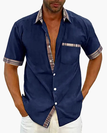 Chemise à manches courtes pour homme style décontracté chic avec détails contrastants - idéale pour toutes occasions