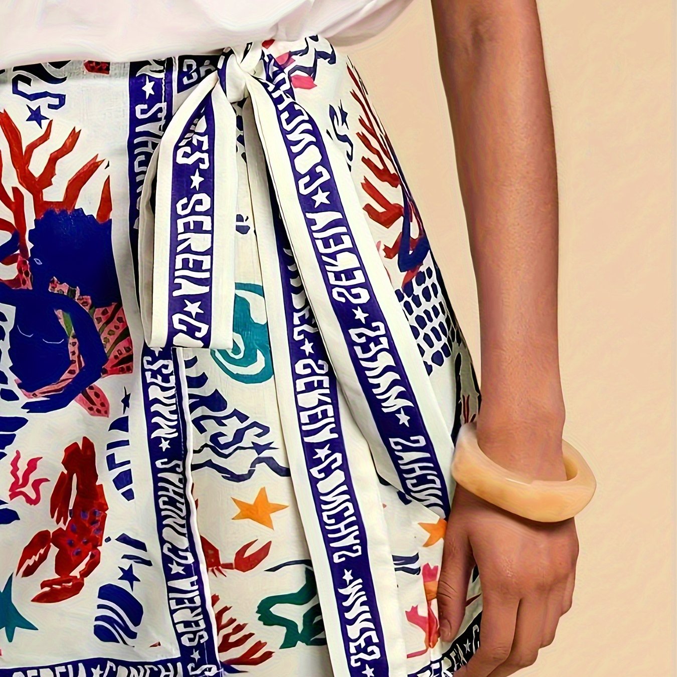 Mini portemonnee rok dames met oceanisch motief artistieke stijl zomer
