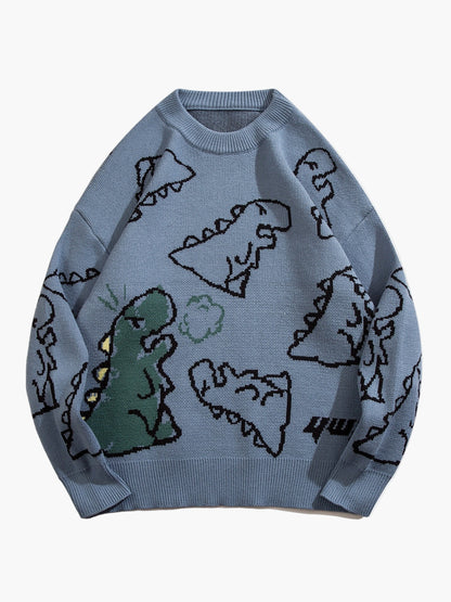 Pull-over décontracté motif dinosaure pour homme adolescent – style streetwear tendance